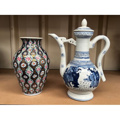 Chinese blue and white teapot and a