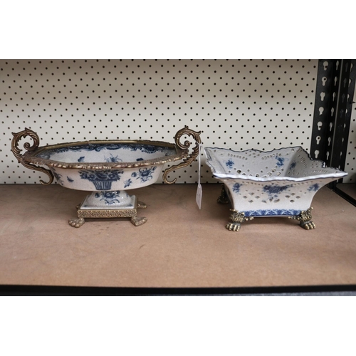 Two modern Blue and white bowls with