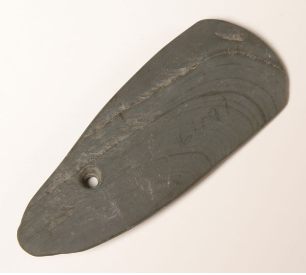 Banded slate pendant found 1 mi  4e159