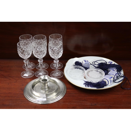 Collection to include glasses, a plate,
