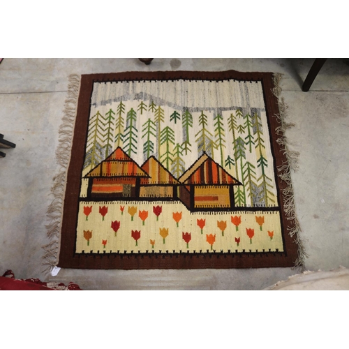 Kilim rug, with pictorial mountain landscape,