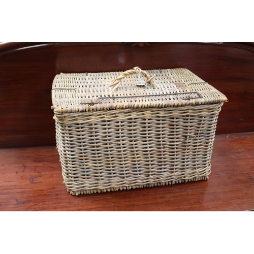 Antique cane fishing hamper, approx