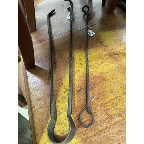 Forged Branding iron and lifter. approx