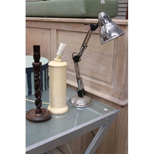 Three lamps, approx 60cm H and shorter