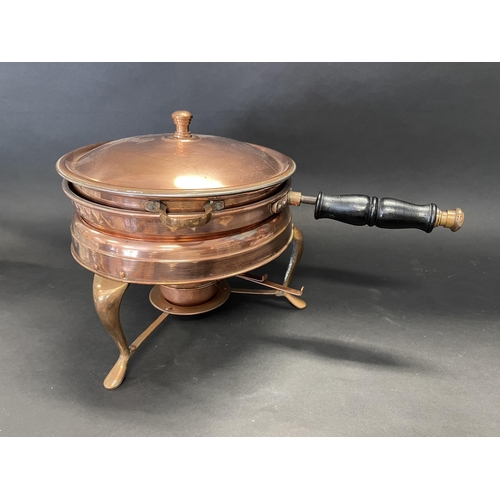 Vintage copper chafing dish and