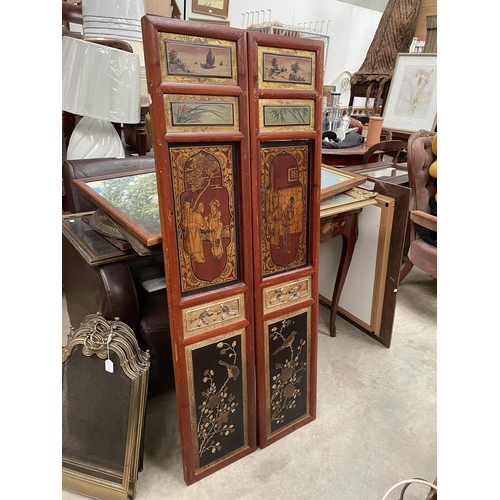 Two Chinese wooden panels, approx