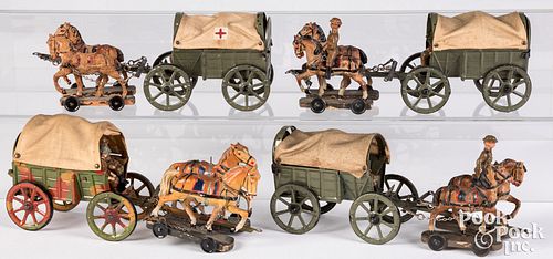 ELASTOLIN HORSE DRAWN MILITARY WAGONSElastolin