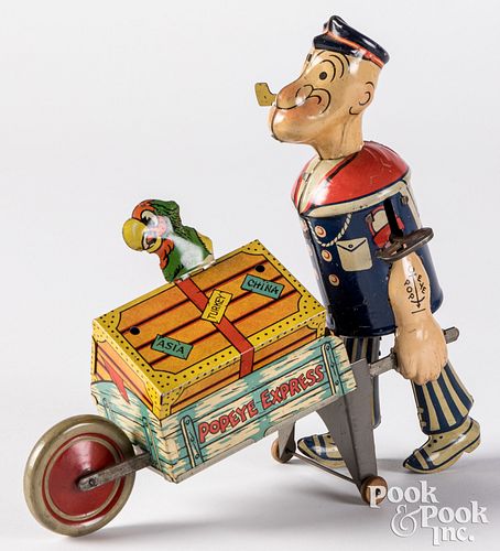 MARX LITHOGRAPHED TIN WIND UP POPEYE 30cf54