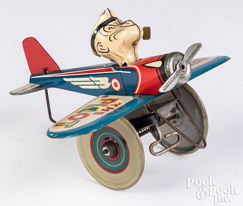 MARX POPEYE LITHOGRAPHED TIN AIRPLANE
