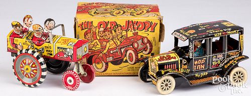 TWO LITHOGRAPHED TIN MARX OLD JALOPY 30cf6b