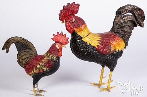 TWO LARGE ROOSTER CANDY CONTAINERSTwo