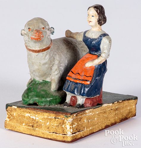 GIRL WITH LAMB PIP SQUEAK TOYGirl with