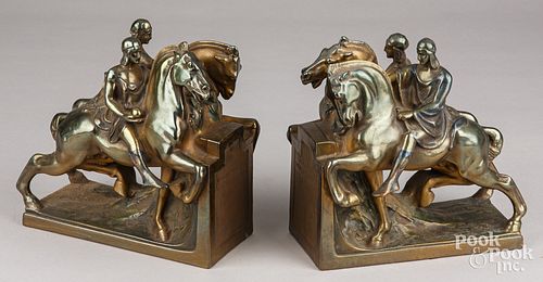PAIR OF POMPEI BRONZED BOOKENDS,