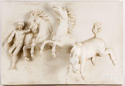 HIGH RELIEF PLASTER HORSE PLAQUEHigh