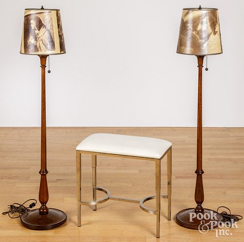 PAIR OF MAHOGANY FLOOR LAMPS AND 30d079
