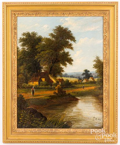 OIL ON CANVAS LANDSCAPE, 19TH C.Oil