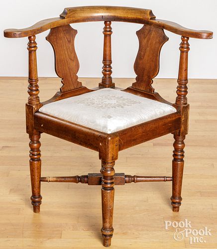 ENGLISH YEWWOOD CORNER CHAIR, CA.