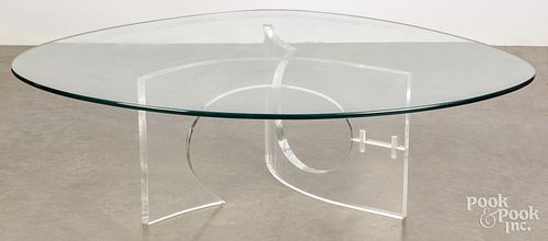 MODERN GLASS TOP TABLE WITH LUCITE 30d08d