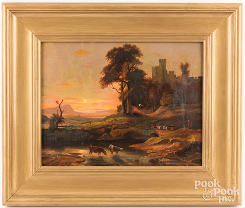 ENGLISH OIL ON CANVAS LANDSCAPE WITH