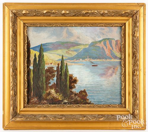 OIL ON BOARD LAKE GARDA ITALY  30d0ba