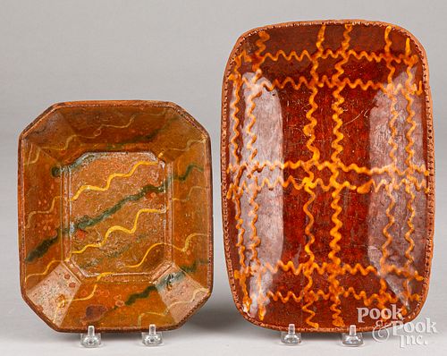TWO REDWARE LOAF DISHES 19TH 20TH 30d0df