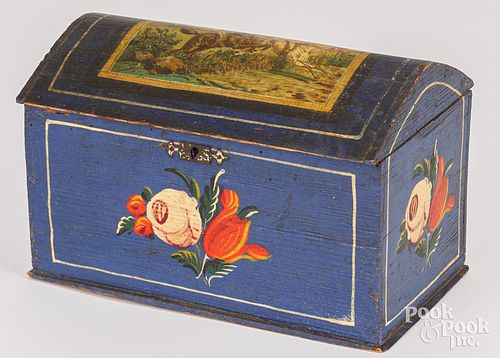 PAINTED DOME LID DRESSER BOX, 19TH