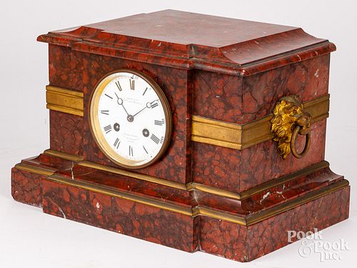 FRENCH MARBLE MANTEL CLOCK, 19TH