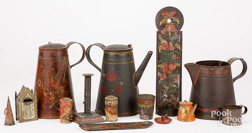 COLLECTION OF TOLEWARE, 19TH C.Collection