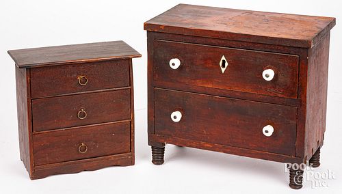 TWO MINIATURE DRESSERS IN CHERRY
