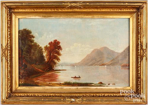 HUDSON RIVER OIL ON CANVAS LANDSCAPE,