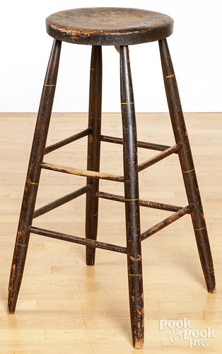 TALL WINDSOR STOOL, 19TH C.Tall