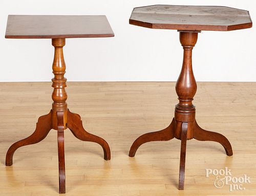 TWO CHERRY CANDLESTANDS, EARLY