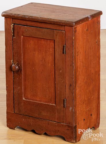SMALL STAINED PINE CUPBOARD, 19TH
