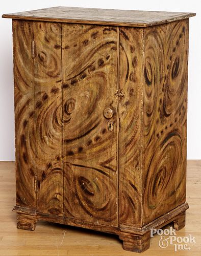 PAINTED PINE CUPBOARD, 19TH C.Painted