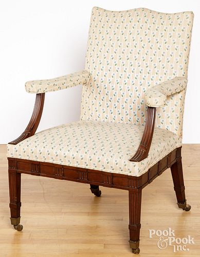 MAHOGANY OPEN ARMCHAIR, CA. 1900Mahogany