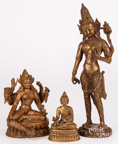 THREE SOUTHEAST ASIAN BRONZE FIGURESThree