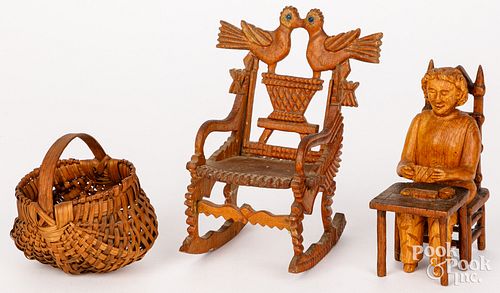 MINIATURE CARVED ROCKING CHAIR  30d209