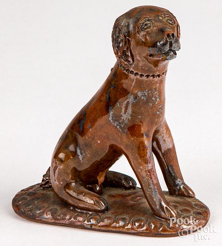 PENNSYLVANIA REDWARE SEATED DOG  30d28b