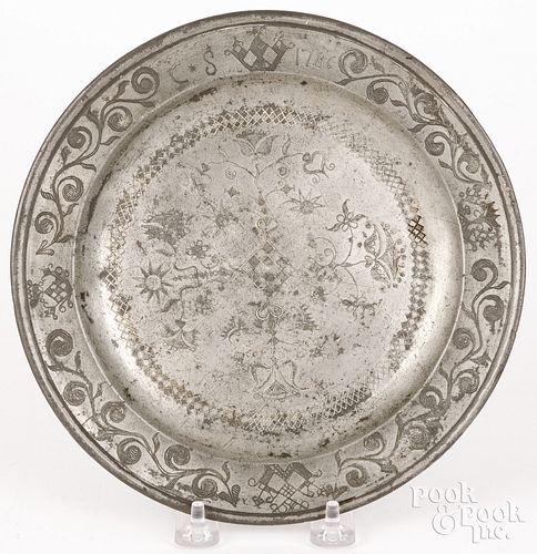 ENGLISH PEWTER PLATE, DATED 1786English