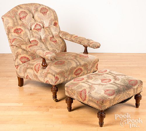 SHERATON STYLE WING CHAIR AND OTTOMANSheraton