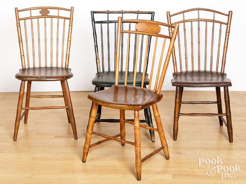 FOUR RODBACK WINDSOR CHAIRS 19TH 30d2bb