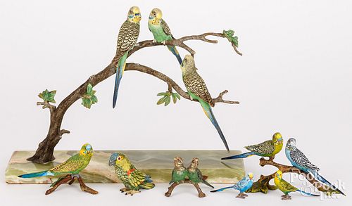 GROUP OF COLD PAINTED BRONZE PARROTSGroup