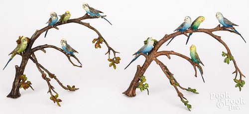 PAIR OF COLD PAINTED BRONZE PARROT