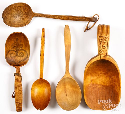 GROUP OF SCANDINAVIAN CARVED SPOONS