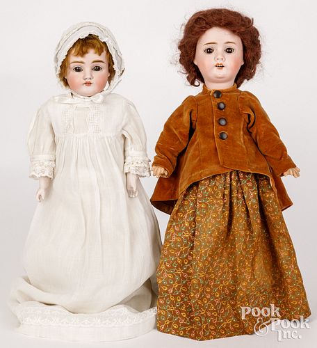 TWO GERMAN BISQUE HEAD DOLLSTwo