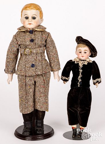 TWO BISQUE BOY DOLLSTwo bisque boy dolls,