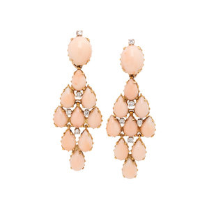 ANGEL SKIN CORAL AND DIAMOND EARCLIPS Containing 30acf2
