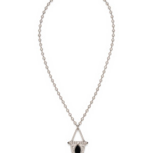 ART DECO, DIAMOND AND ONYX PENDANT