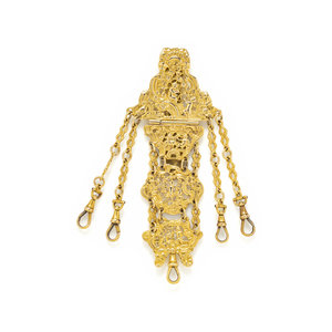 FRENCH, ANTIQUE, YELLOW GOLD CHATELAINE
Consisting
