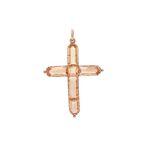 ANTIQUE ROSE GOLD AND TOPAZ CROSS 30ad55